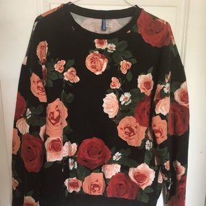 Divided Floral Crewneck Sweater